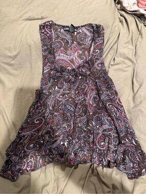 Burgundy Paisley Sleeveless racer back tank